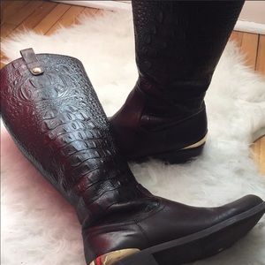 Vince Camuto Snakeskin Print Tall Leather Boots